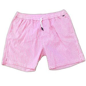 $189 04651/ A Trip in a Bag NWT Men's Size XL Swimsuit Trunks Coral Seersucker